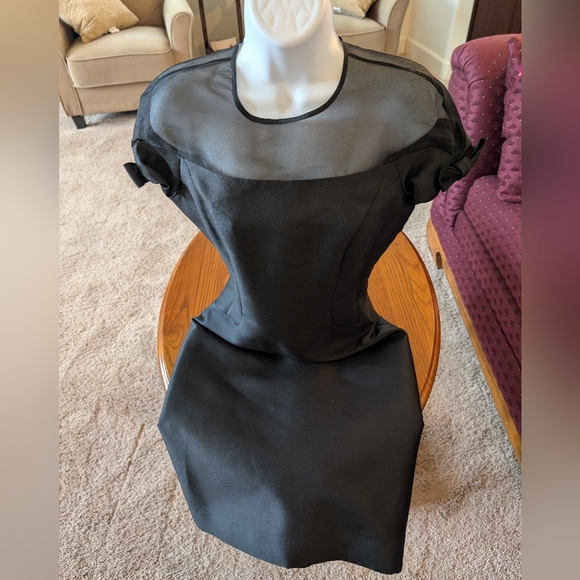 Rickie Freeman For Teri Jon Elegant Black Silk Blend Sheath Dress, Size 4 - Picture 1 of 11